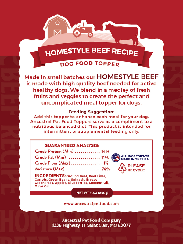 Homestyle Beef Meal Topper Ancestral Pet Food